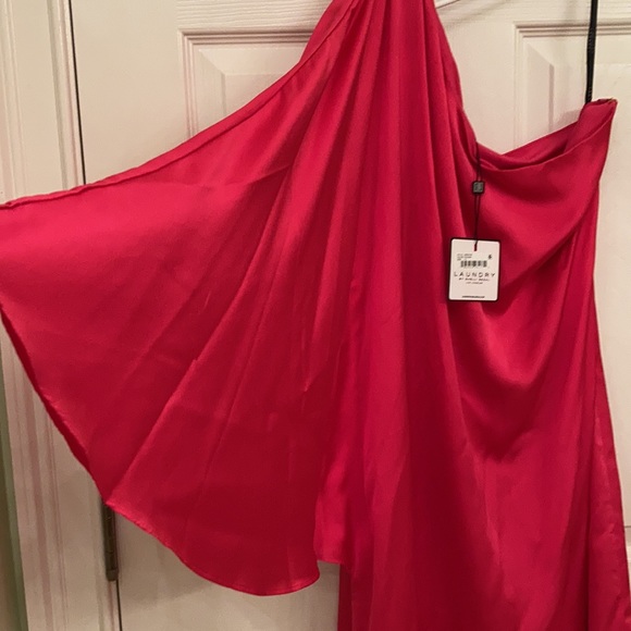 LAUNDRY by Shelli Segal Fuschia One Shoulder Women Cocktail Dress Sz10 NWT - Picture 2 of 5